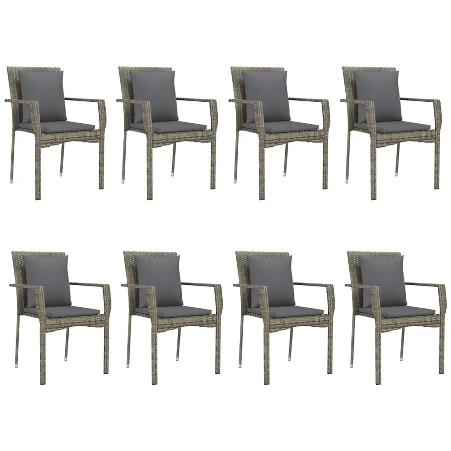 Ensemble à manger de jardin 9pcs et coussins noir et gris - 4
