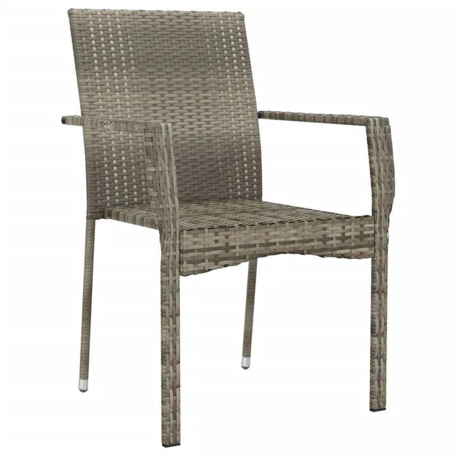 Chaises de jardin avec coussins lot de 4 Résine tressée Gris - 3