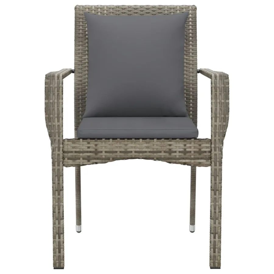 Chaises de jardin avec coussins lot de 4 Résine tressée Gris - 5