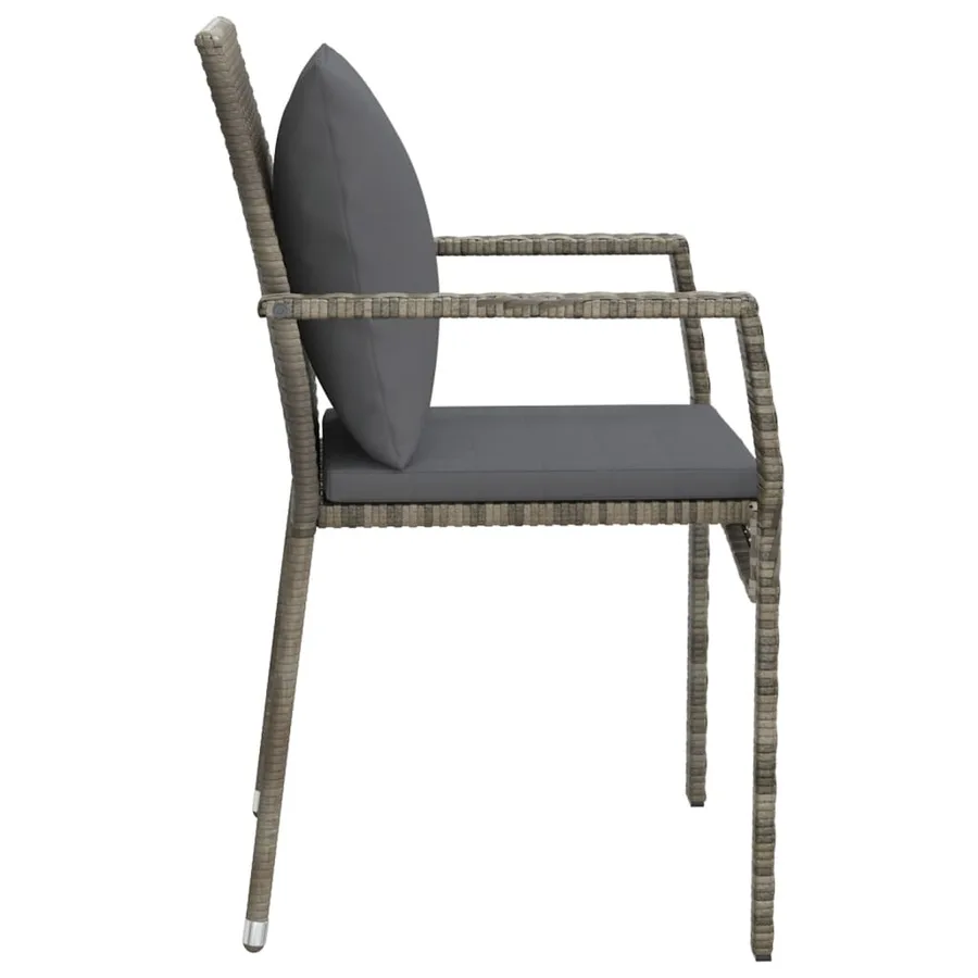 Chaises de jardin avec coussins lot de 4 Résine tressée Gris - 6