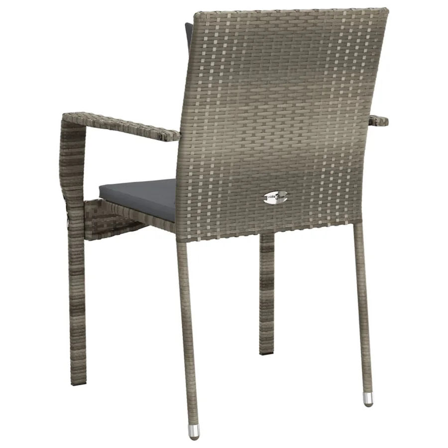 Chaises de jardin avec coussins lot de 4 Résine tressée Gris - 7