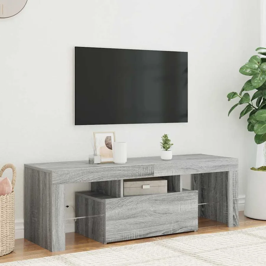 Meuble TV avec lumières LED sonoma gris 120x35x40 cm