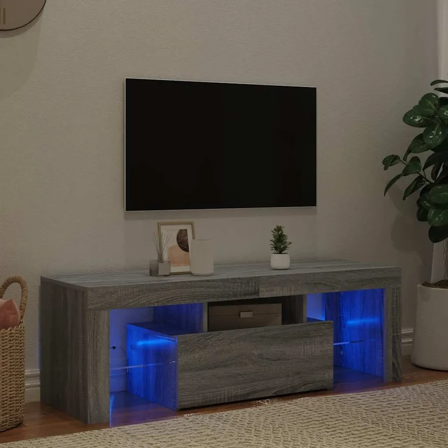 Meuble TV avec lumières LED sonoma gris 120x35x40 cm - 4