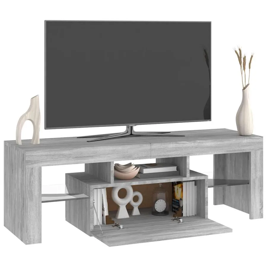 Meuble TV avec lumières LED sonoma gris 120x35x40 cm - 7