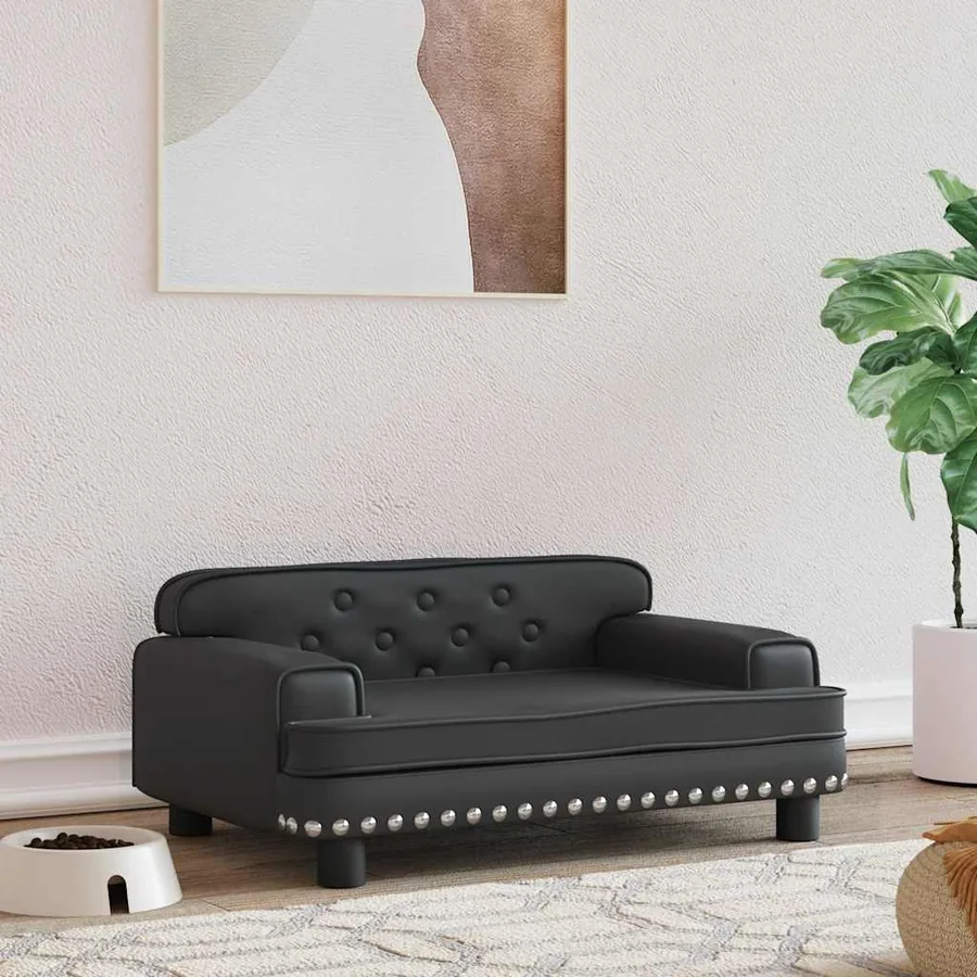 Lit pour chien noir 70x45x30 cm similicuir