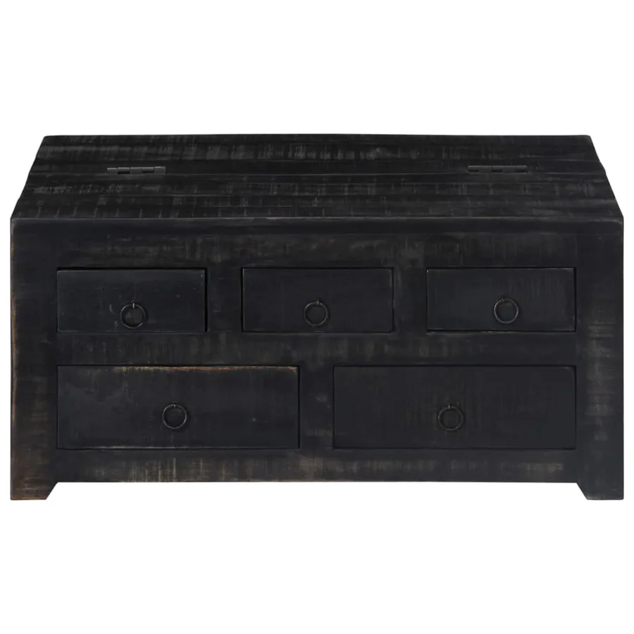 Table basse Noir 65x65x30 cm Bois de manguier massif - 2