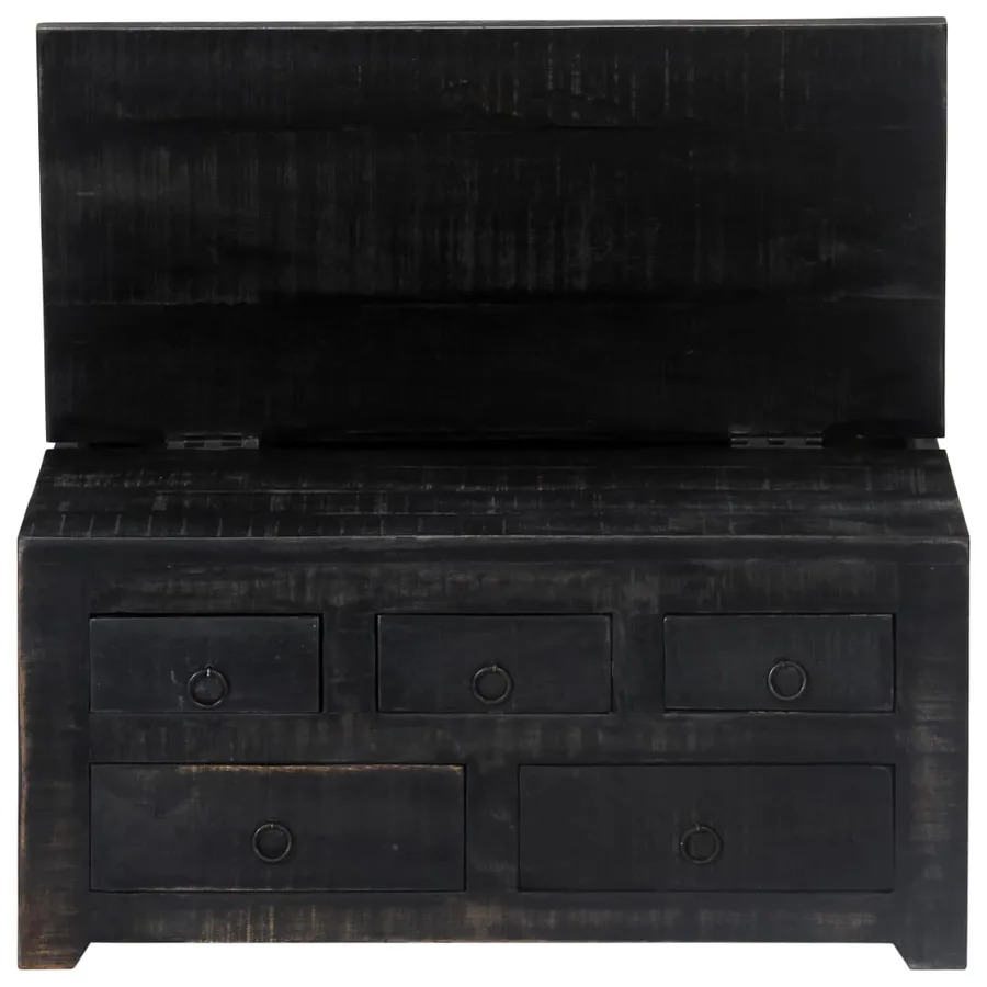 Table basse Noir 65x65x30 cm Bois de manguier massif - 5