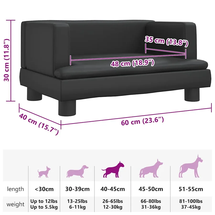 Lit pour chien noir 60x40x30 cm similicuir - 7