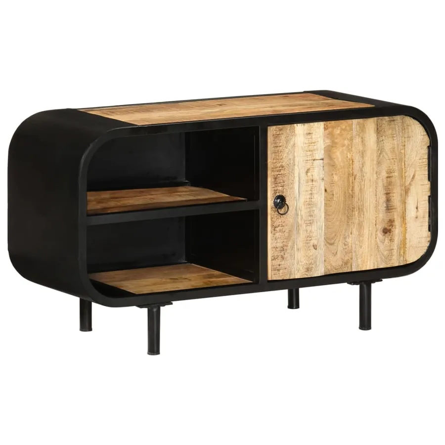 Meuble TV 90x30x48 cm Bois de manguier brut - 10