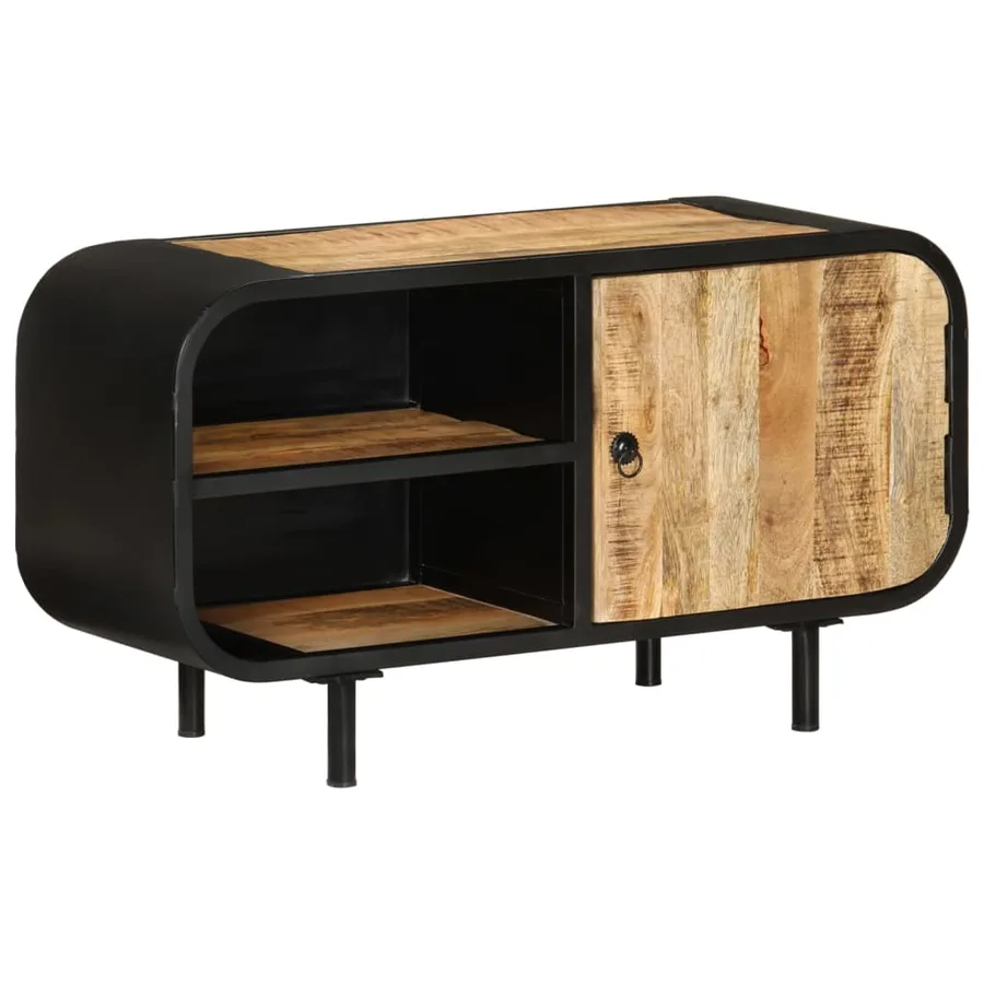 Meuble TV 90x30x48 cm Bois de manguier brut - 12