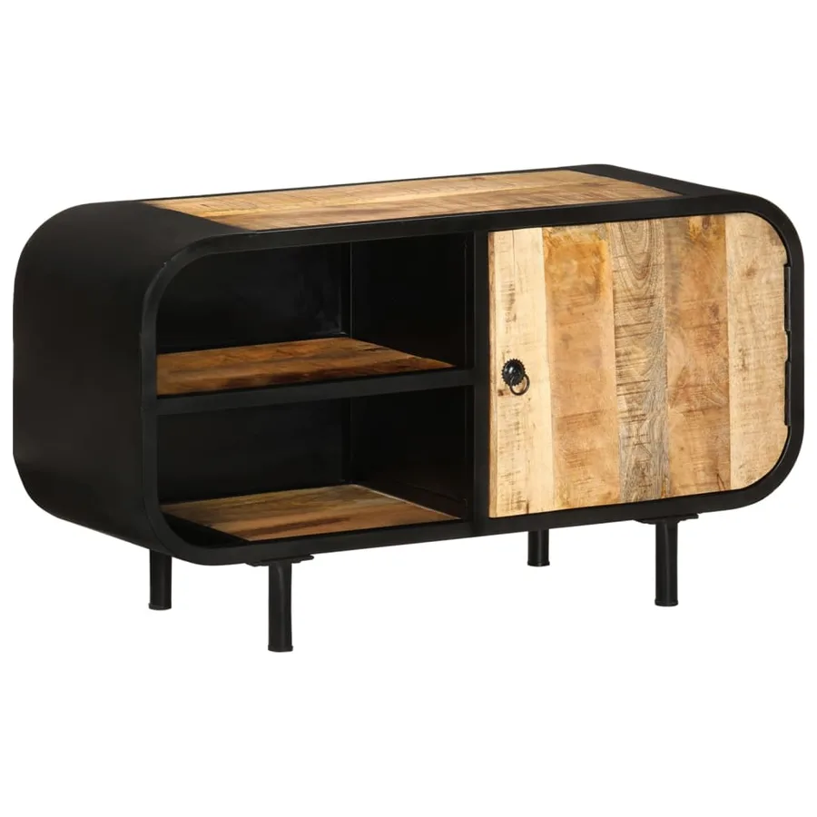 Meuble TV 90x30x48 cm Bois de manguier brut - 13