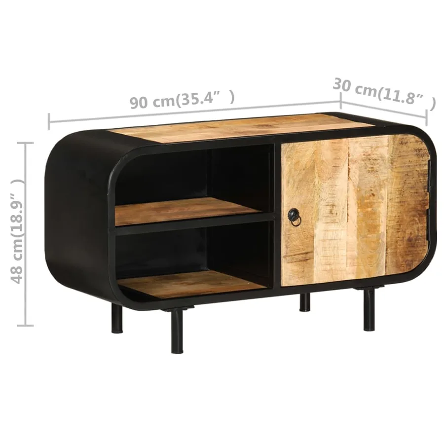 Meuble TV 90x30x48 cm Bois de manguier brut - 9