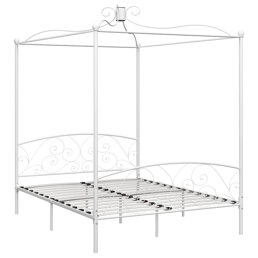 Cadre de lit à baldaquin sans matelas blanc métal 180x200 cm - 2