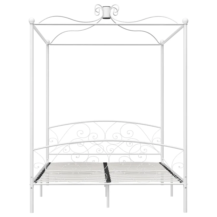 Cadre de lit à baldaquin sans matelas blanc métal 180x200 cm - 3