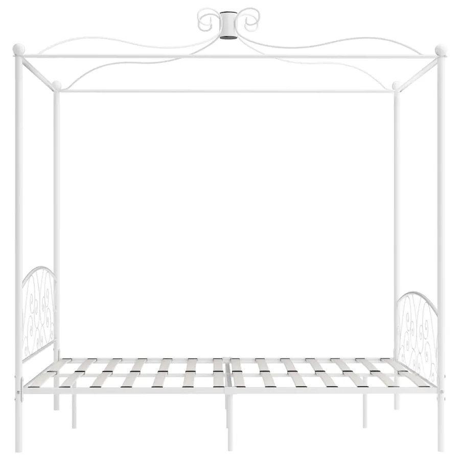 Cadre de lit à baldaquin sans matelas blanc métal 180x200 cm - 4
