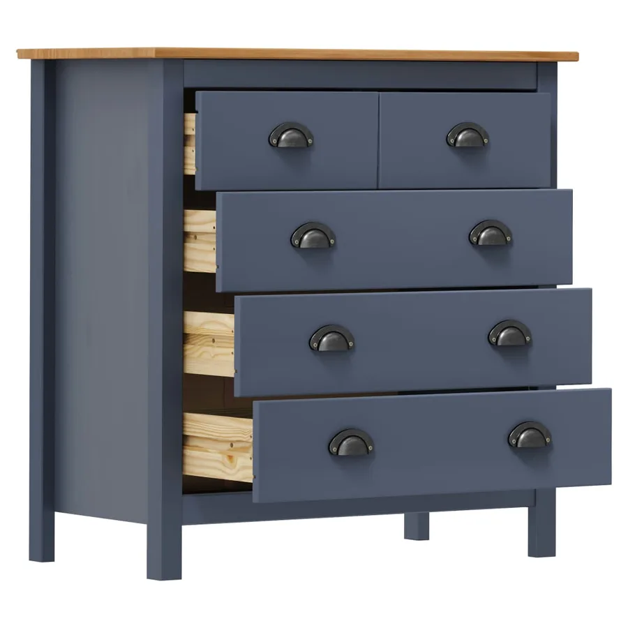 Buffet Hill Gris 79x40x80 cm Bois de pin solide - 3