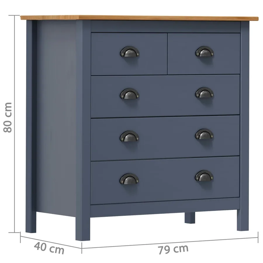 Buffet Hill Gris 79x40x80 cm Bois de pin solide - 4