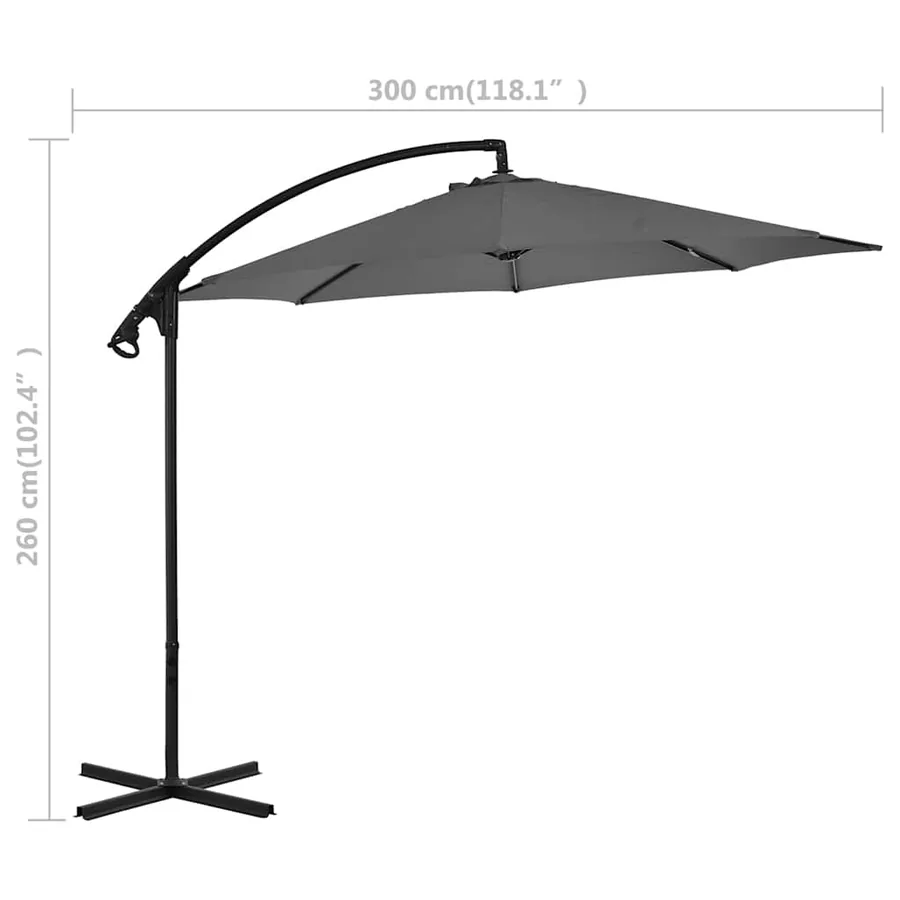 Parasol de jardin en porte-à-feux avec mât en acier anthracite - 8