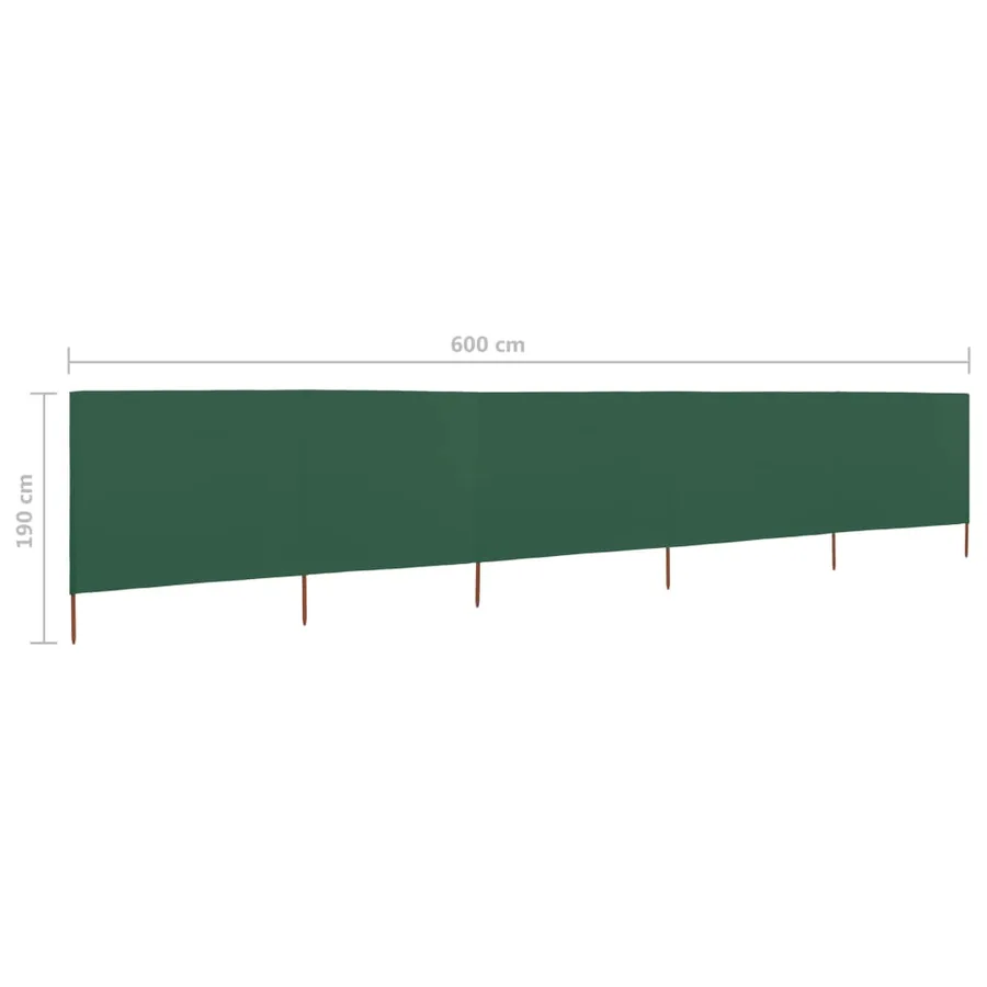 Paravent 5 panneaux Tissu 600 x 160 cm Vert - 6