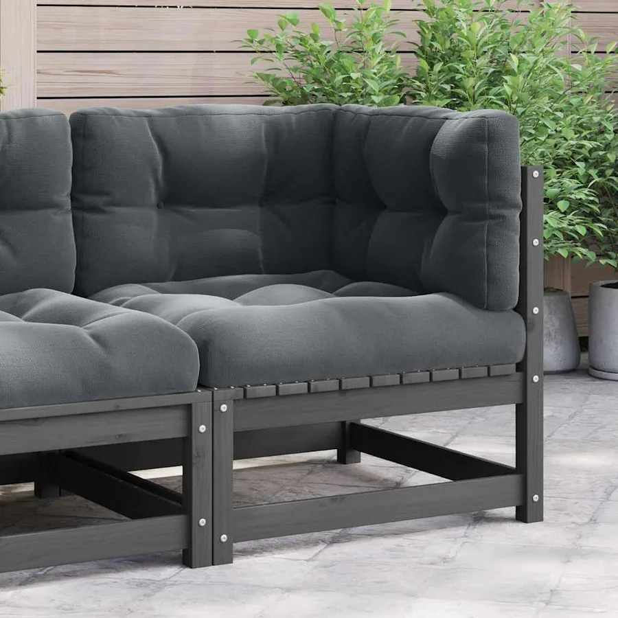 Canapé d'angle de jardin coussins anthracite Bois de pin massif