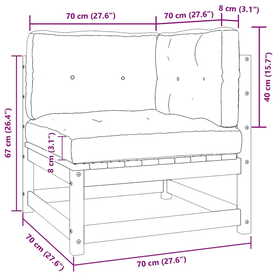 Canapé d'angle de jardin coussins anthracite Bois de pin massif - 16