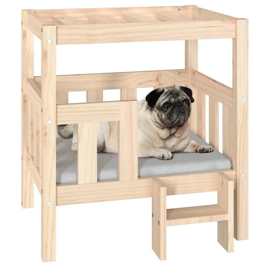 Lit pour chien 65,5x50,5x70 cm Bois de pin solide - 4