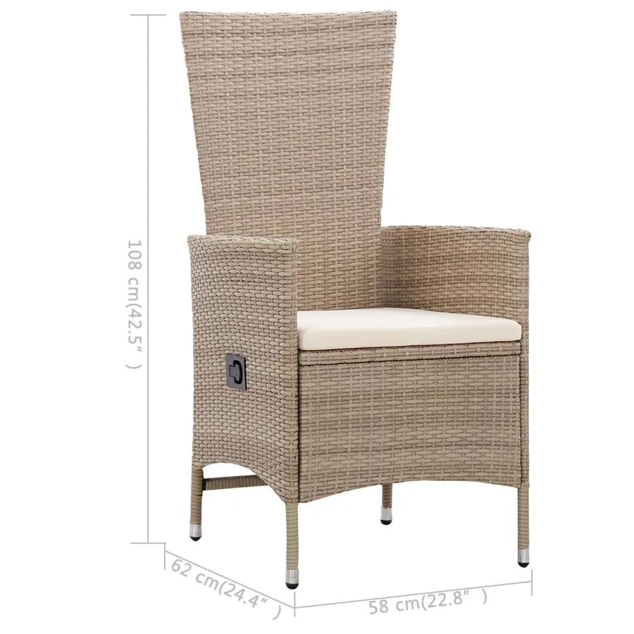 Ensemble à manger de jardin 3 pcs Beige - 11