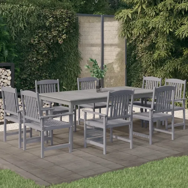 Ensemble à manger de jardin 9 pcs Bois d'acacia Gris