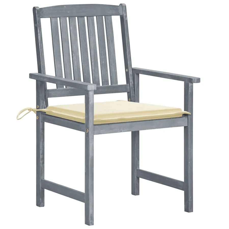 Chaises de jardin et coussins lot de 8 Bois acacia solide Gris - 2