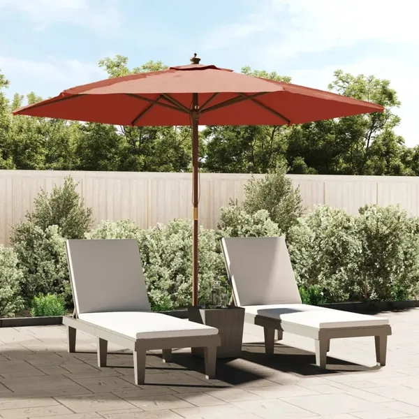Parasol de jardin avec mât en bois terre cuite 299x240 cm