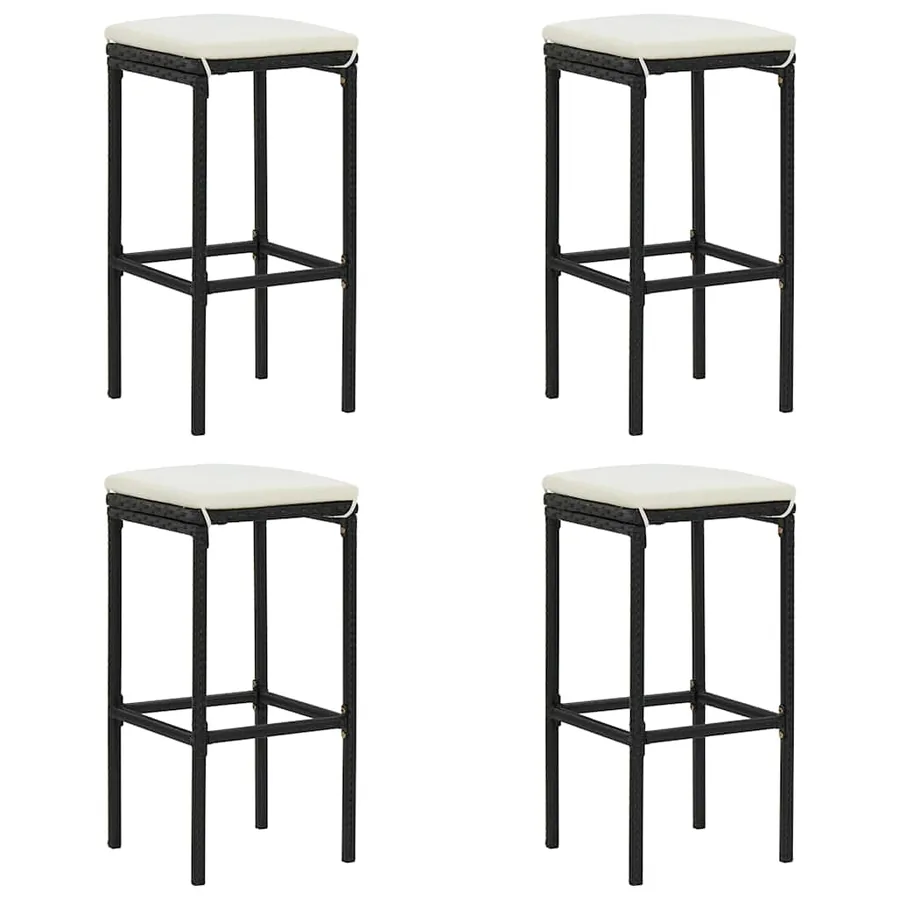 Ensemble de bar de jardin 5 pcs avec coussins noir poly rotin - 4
