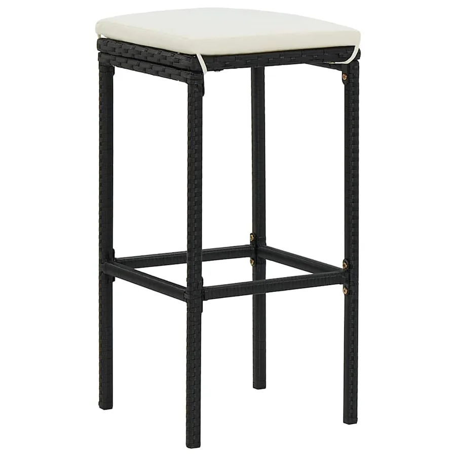 Ensemble de bar de jardin 5 pcs avec coussins noir poly rotin - 5
