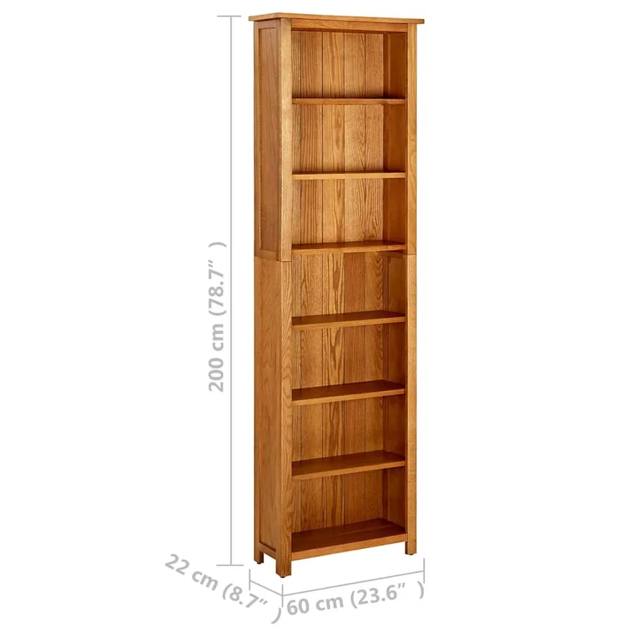 Bibliothèque à 7 niveaux 60x22x200 cm Bois de chêne massif - 6