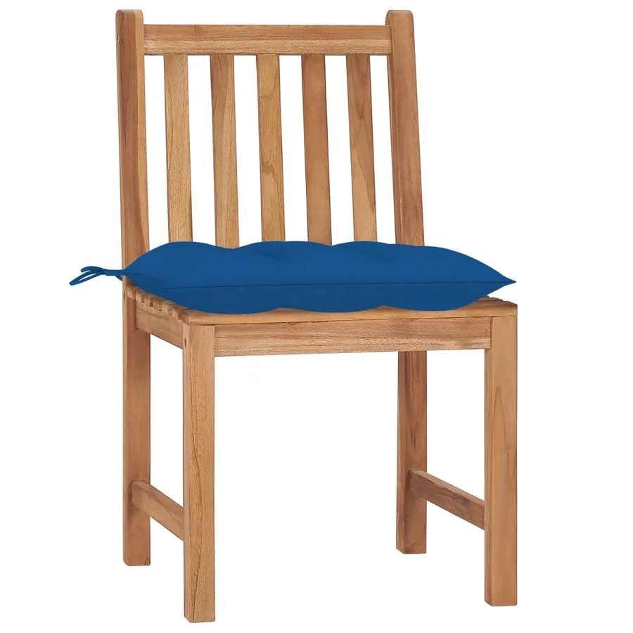 Chaises de jardin lot de 2 avec coussins Bois de teck massif - 2