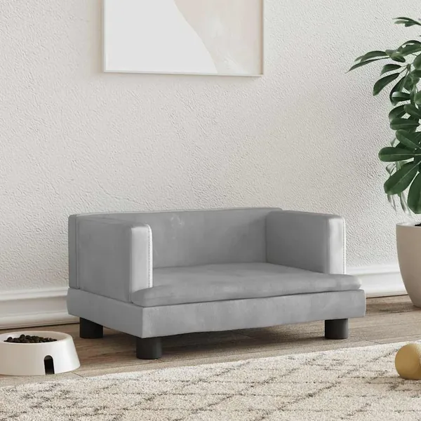 Lit pour chien gris clair 60x40x30 cm velours