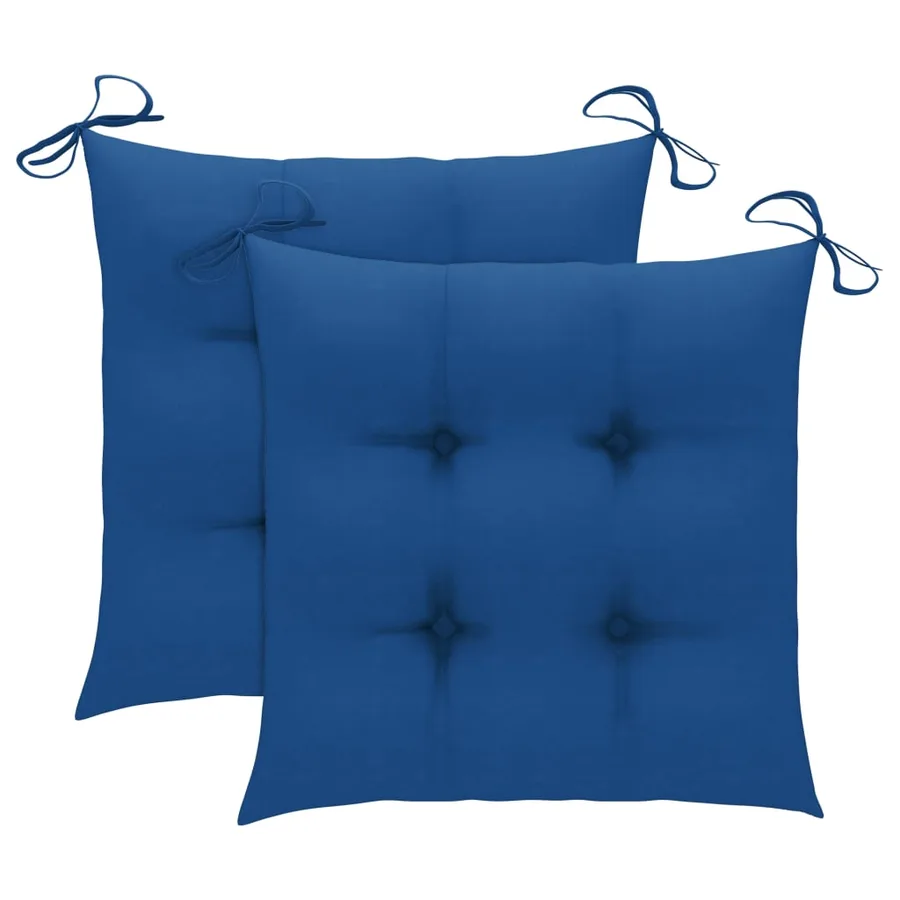 Chaise à bascule avec coussin bleu Bois de teck solide - 2