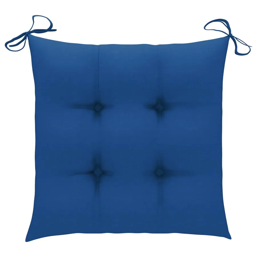 Chaise à bascule avec coussin bleu Bois de teck solide - 3