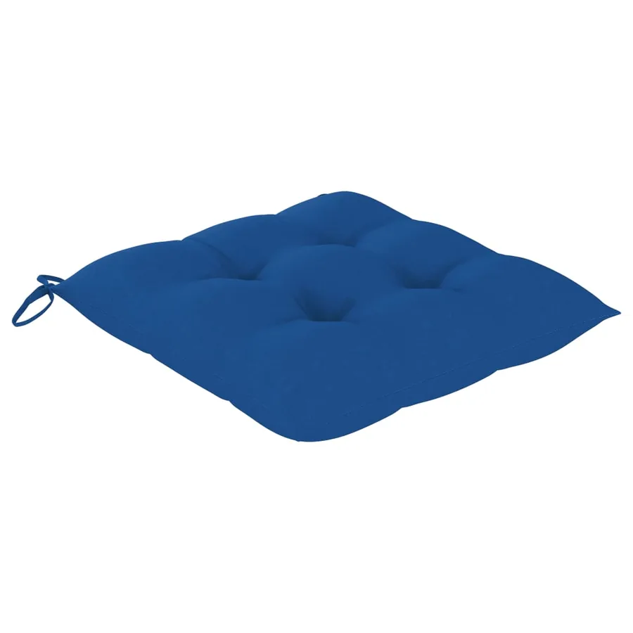 Chaise à bascule avec coussin bleu Bois de teck solide - 4