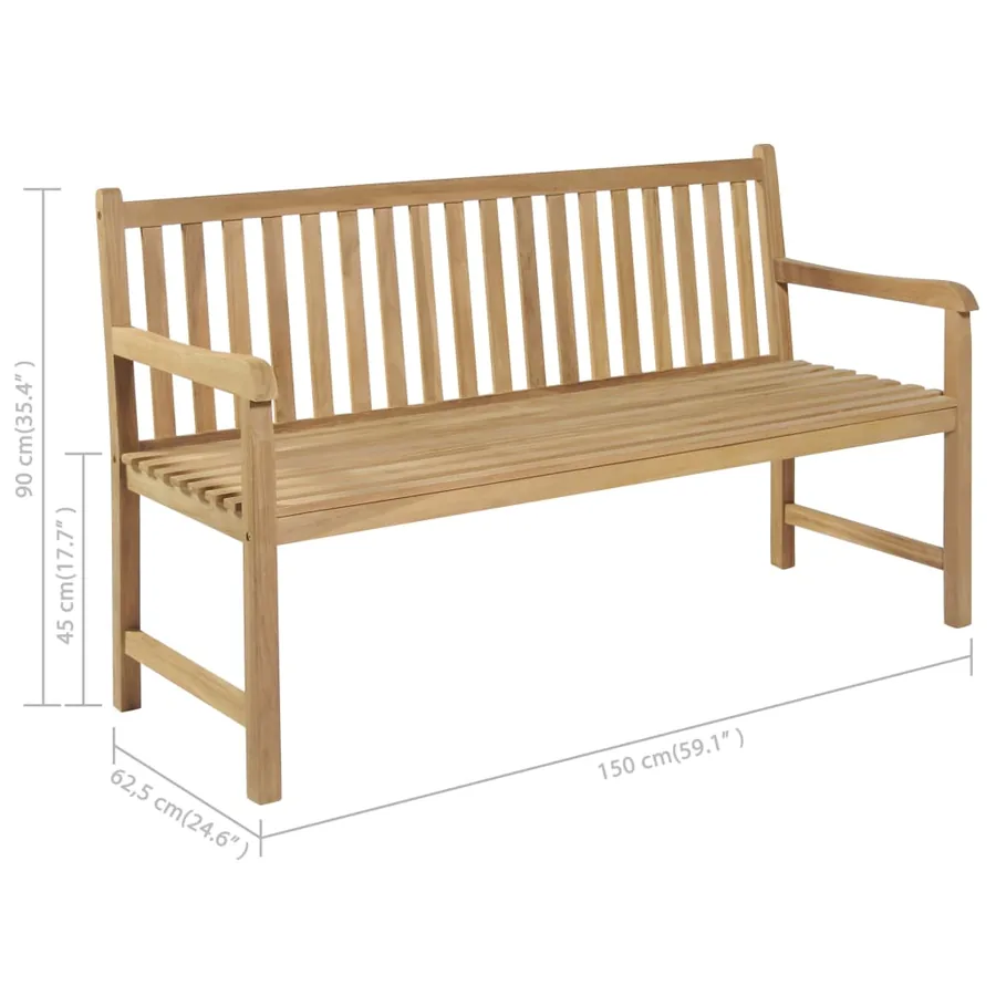 Banc de jardin avec coussin rouge 150 cm Bois de teck massif - 8