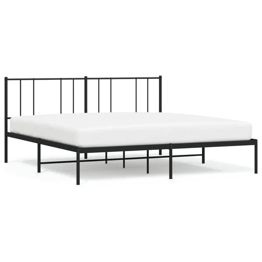 Cadre de lit métal sans matelas et tête de lit noir 180x200 cm - 2