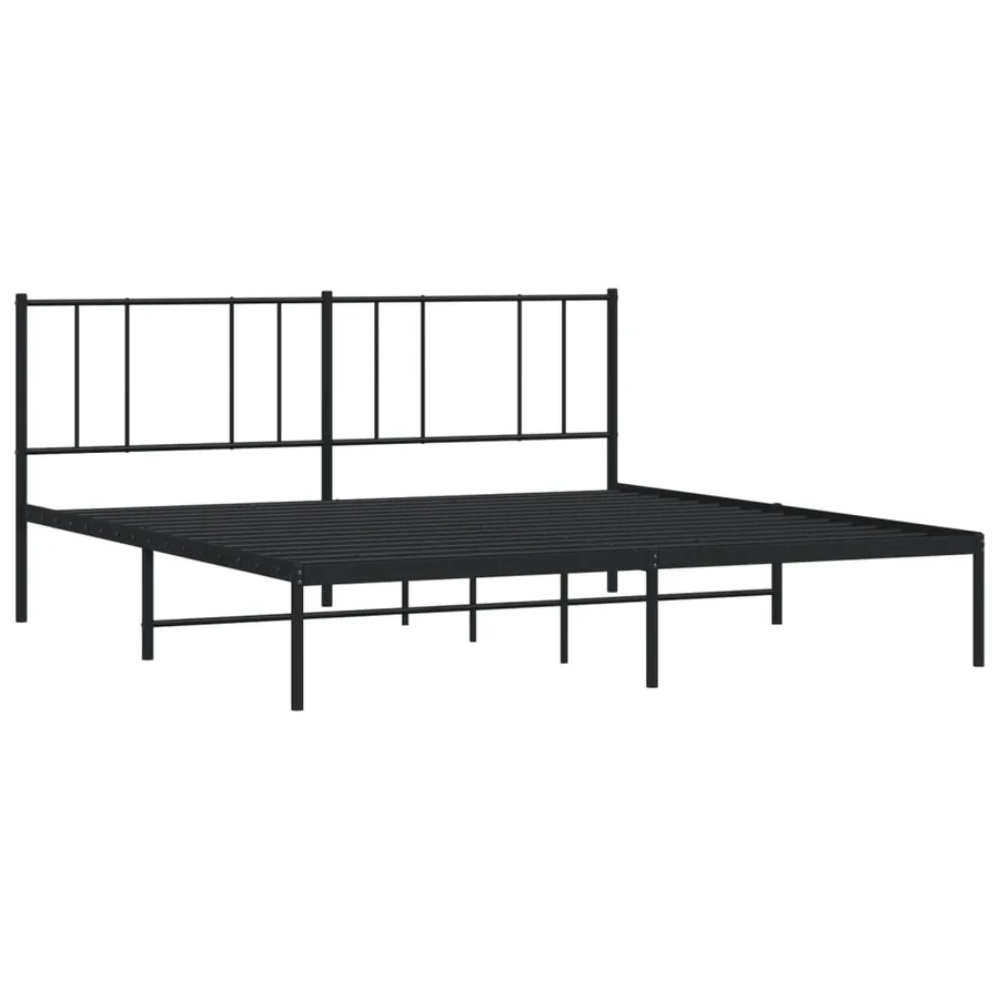Cadre de lit métal sans matelas et tête de lit noir 180x200 cm - 3