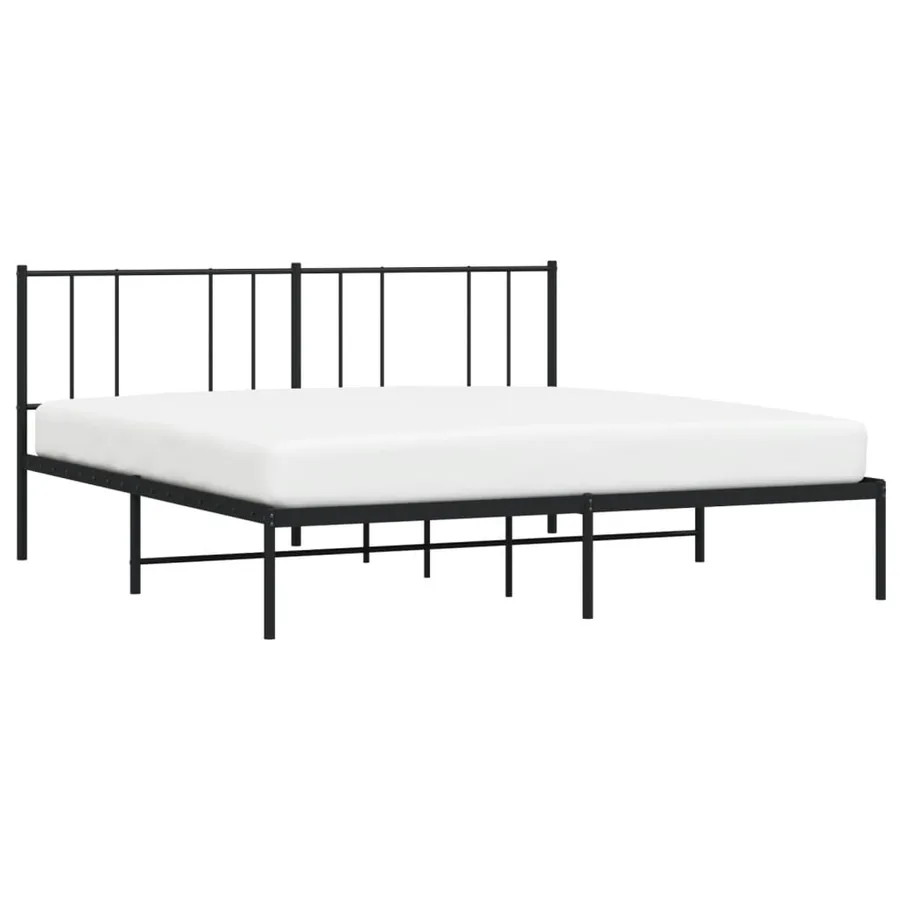 Cadre de lit métal sans matelas et tête de lit noir 180x200 cm - 5