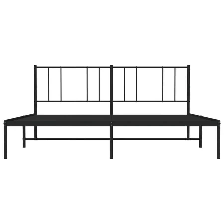 Cadre de lit métal sans matelas et tête de lit noir 180x200 cm - 6
