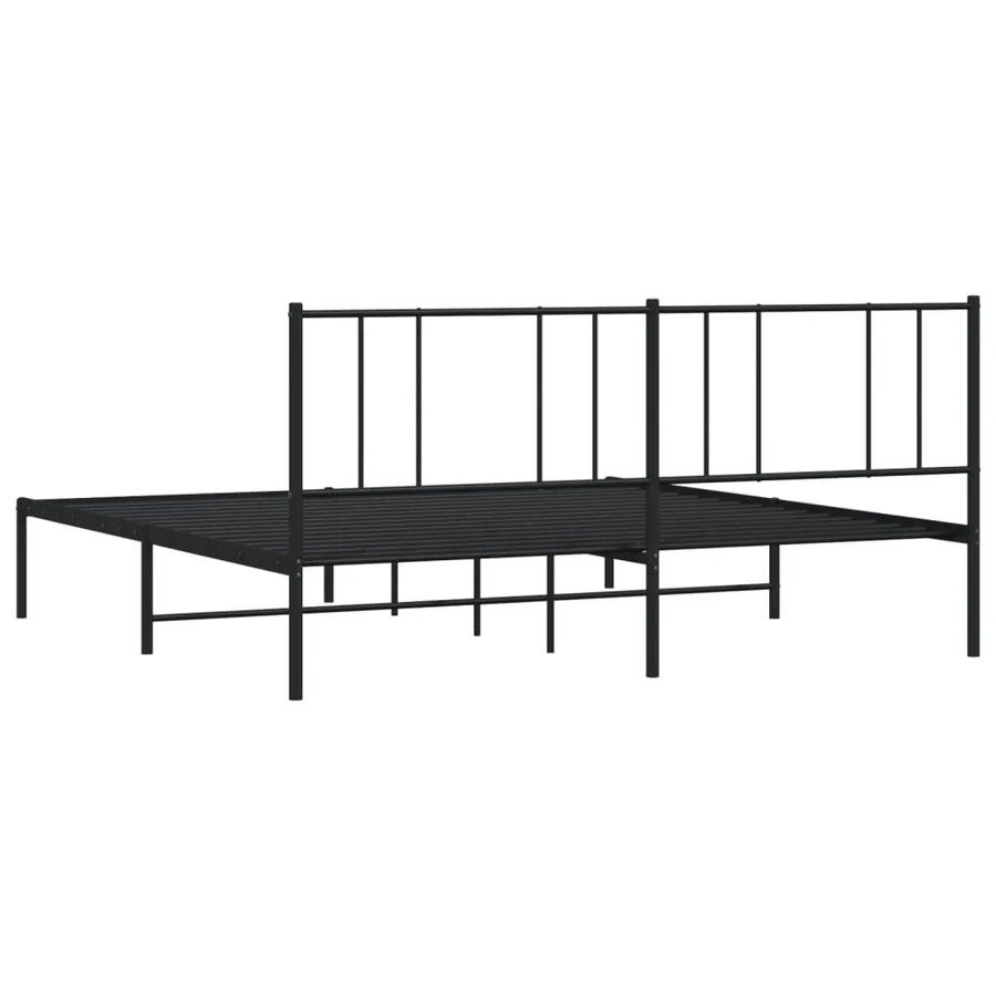 Cadre de lit métal sans matelas et tête de lit noir 180x200 cm - 8