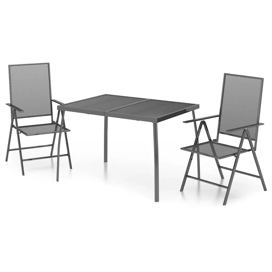 Ensemble à manger de jardin 3 pcs anthracite acier - 2