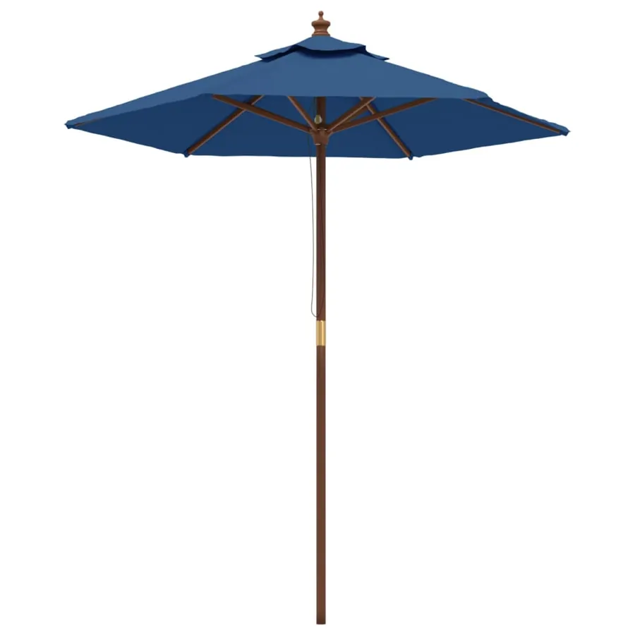 Parasol de jardin avec mât en bois bleu azuré 196x231 cm - 2