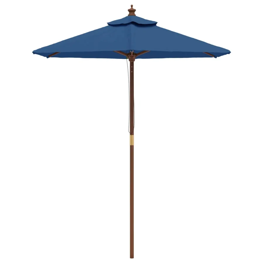 Parasol de jardin avec mât en bois bleu azuré 196x231 cm - 3