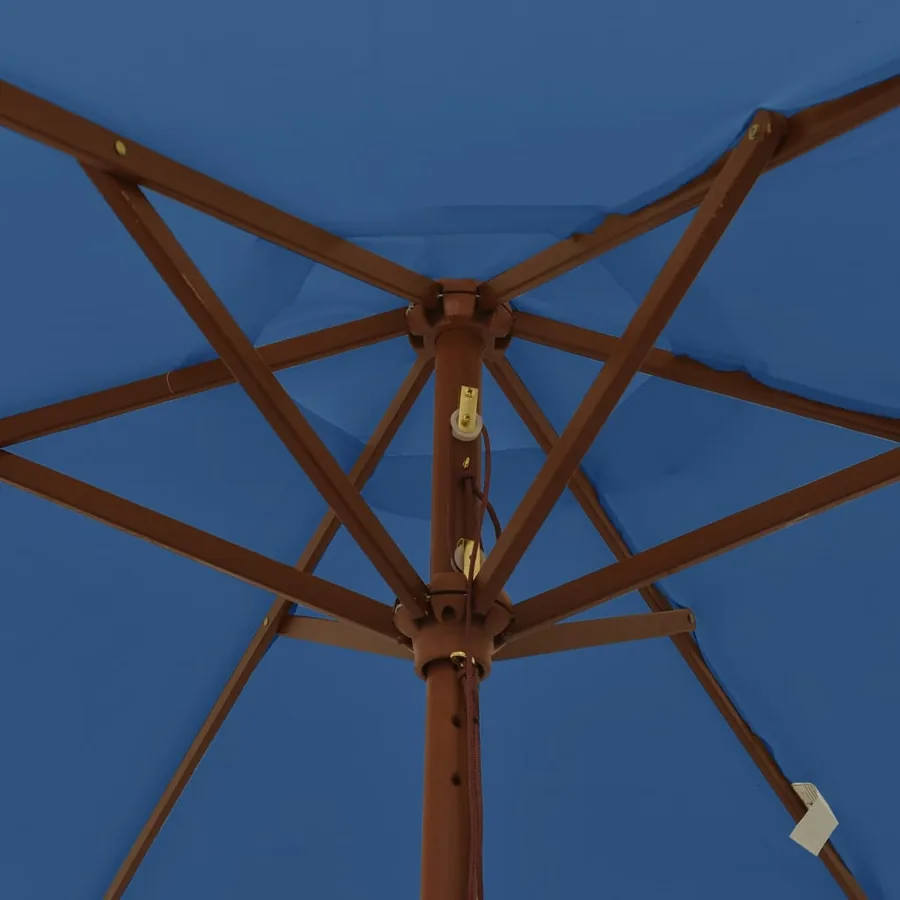 Parasol de jardin avec mât en bois bleu azuré 196x231 cm - 6