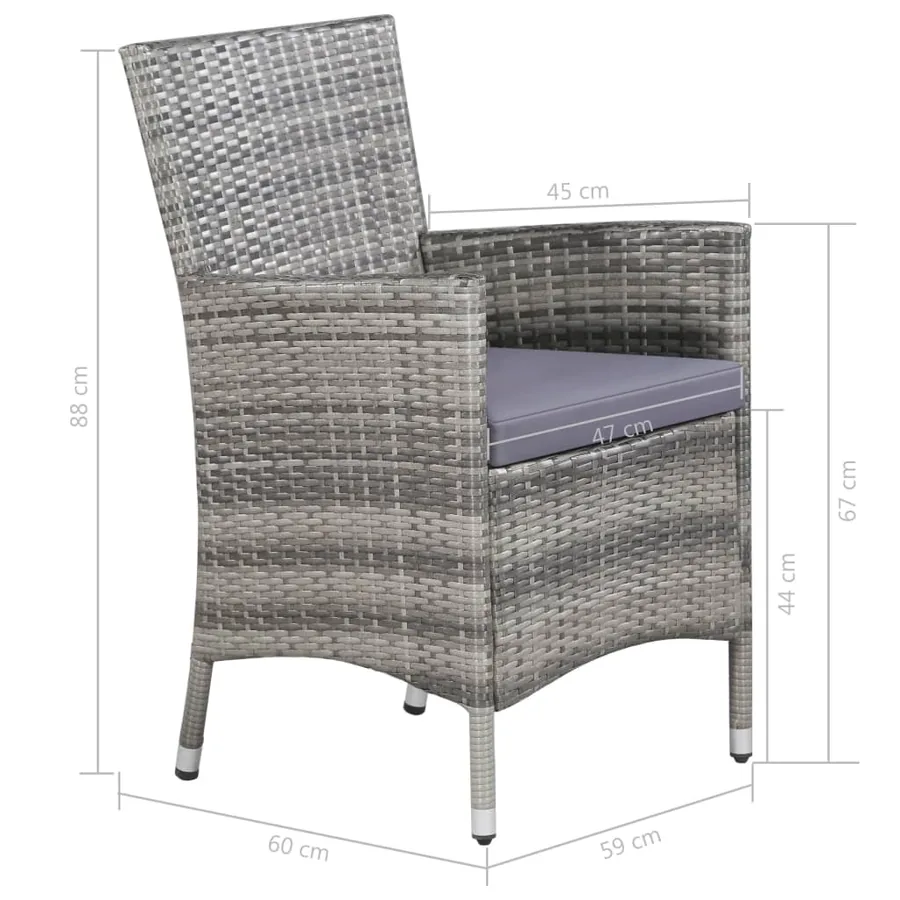 Ensemble à manger d'extérieur 11pc coussins Résine tressée Gris - 7
