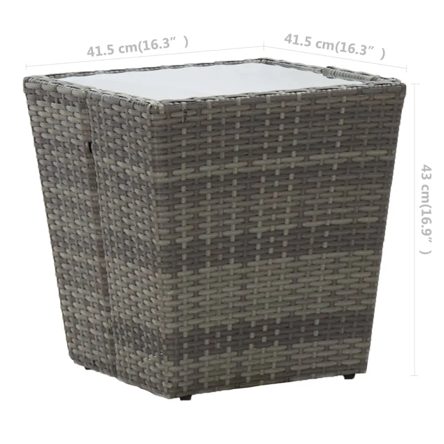 Ensemble de bistro de jardin 3 pcs Résine tressée et verre Gris - 14